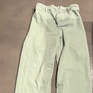 Zara Light Green High Rise Wide-Leg Jeans
